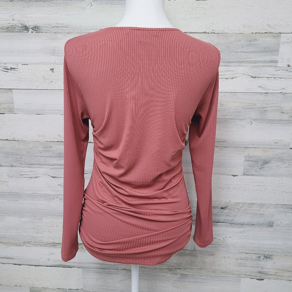 Boston Proper Ruched Front Ribbed Top - Picture 6 of 6